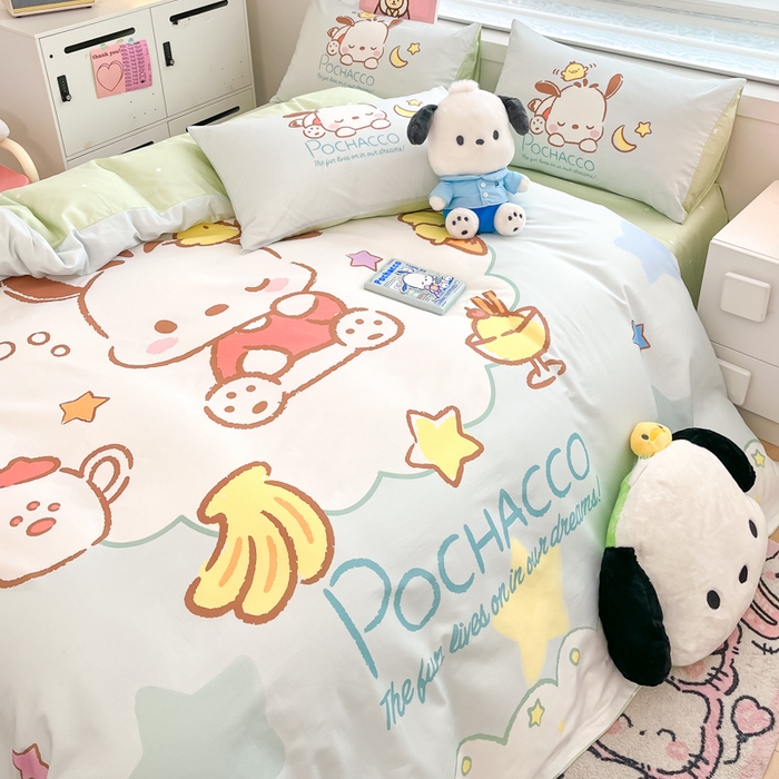 91家纺网 家纺一手货源 找家纺 暮思家居 2025新款正版授权三丽鸥大阪全棉数码印花纯棉四件套系列-第三批(专版花型) 大版-星星帕恰狗