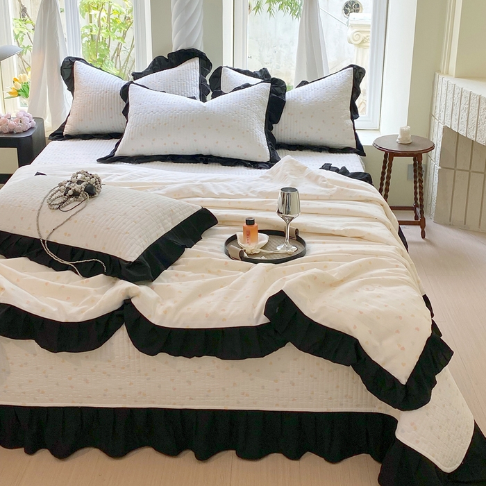 91家纺网 家纺一手货源 找家纺 （总）八方汇（一户被芯生活馆） 2025新款水洗棉花边夏被款夏凉被空调被床盖四件套