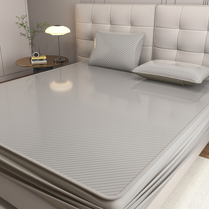 91家纺网 家纺一手货源 找家纺 （总）欧邦 2025春夏新款水某星同款斜纹提花冰丝席三件套