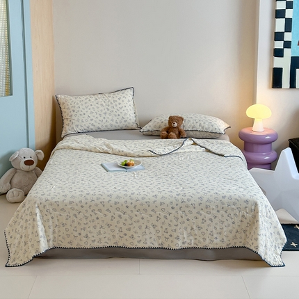 91家纺网 家纺一手货源 找家纺 （总）三朵家纺 2025春夏新款全棉纯棉双层绉绉纱三角针夏被夏凉被空调被