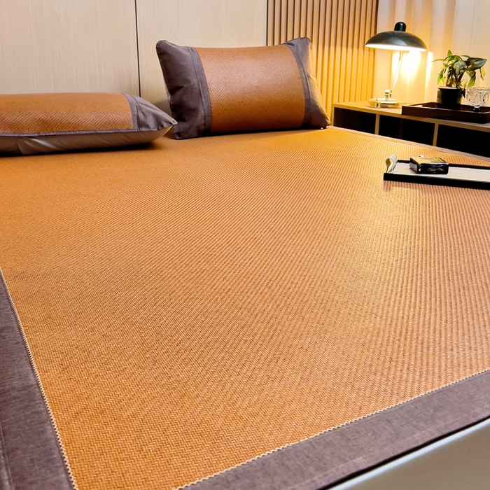 91家纺网 家纺一手货源 找家纺 梵赫 2025新款夏季成人凉感藤席凉席 简约-粉格