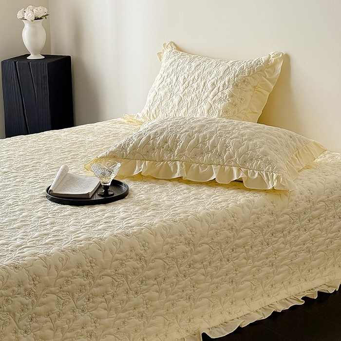 91家纺网 家纺一手货源 找家纺 佳汐蓝家纺2025春夏新品60天丝夹棉床盖多用 素客-新月黄