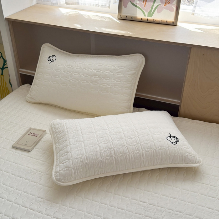 91家纺网 家纺一手货源 找家纺 云雀 2025新款A类加棉刺绣棉花床笠+盖毯 棉花盖毯-米白