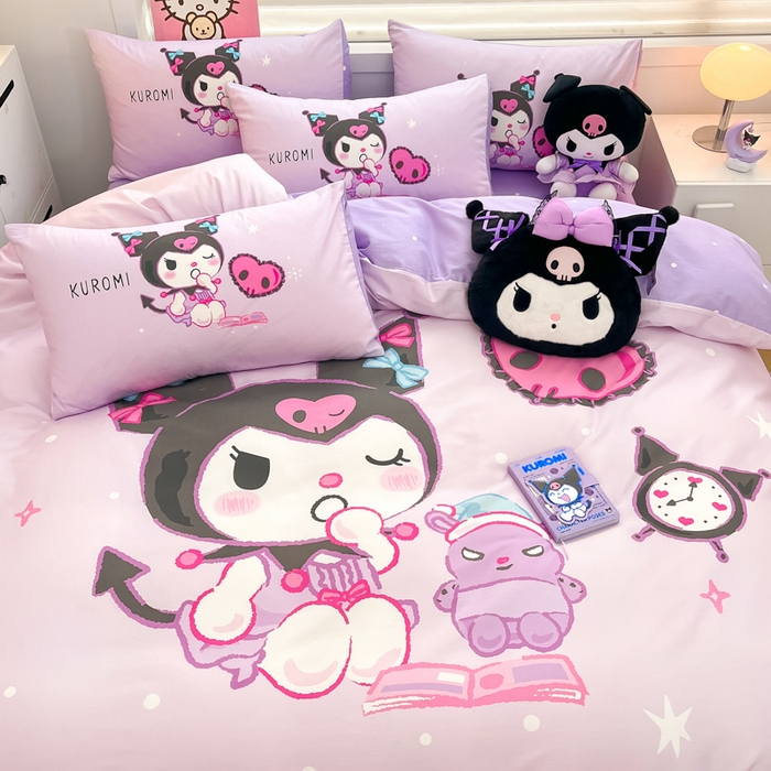 91家纺网 家纺一手货源 找家纺 暮思家居 2025新款正版授权三丽鸥大阪全棉数码印花纯棉四件套系列-第三批(专版花型) 大版-学霸库洛米