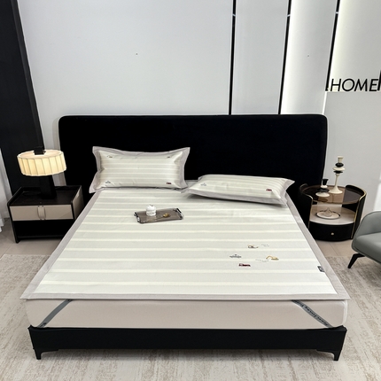 91家纺网 家纺一手货源 找家纺 （总）木希2025春夏新款可水洗冰丝席幻彩刺绣平席系列-场景二