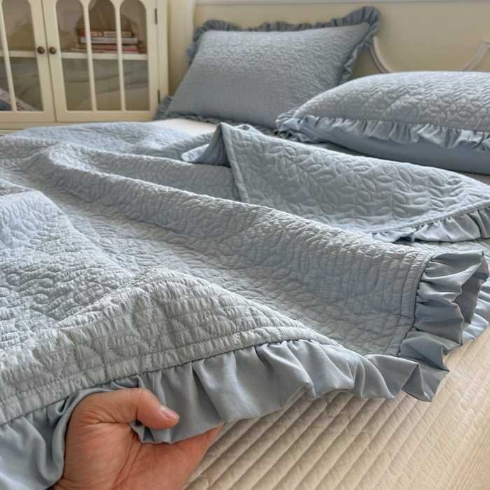 91家纺网 家纺一手货源 找家纺 乐卧家居 2026新款春夏轻氧自然系韩式透气薄款夏被空调被子-曼尼 曼尼-蓝色