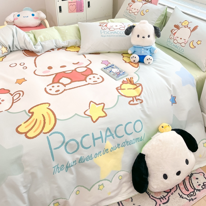 91家纺网 家纺一手货源 找家纺 暮思家居 2025新款正版授权三丽鸥大阪全棉数码印花纯棉四件套系列-第三批(专版花型) 大版-星星帕恰狗