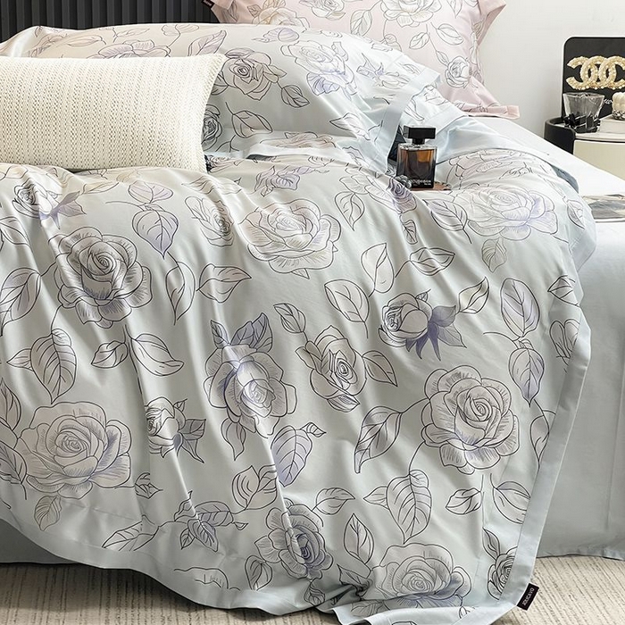 91家纺网 家纺一手货源 找家纺 2025新款夏季热款A类母婴级数码印花全棉四件套高端纯棉被套长绒棉床单床笠床上用品 沐熙-绿