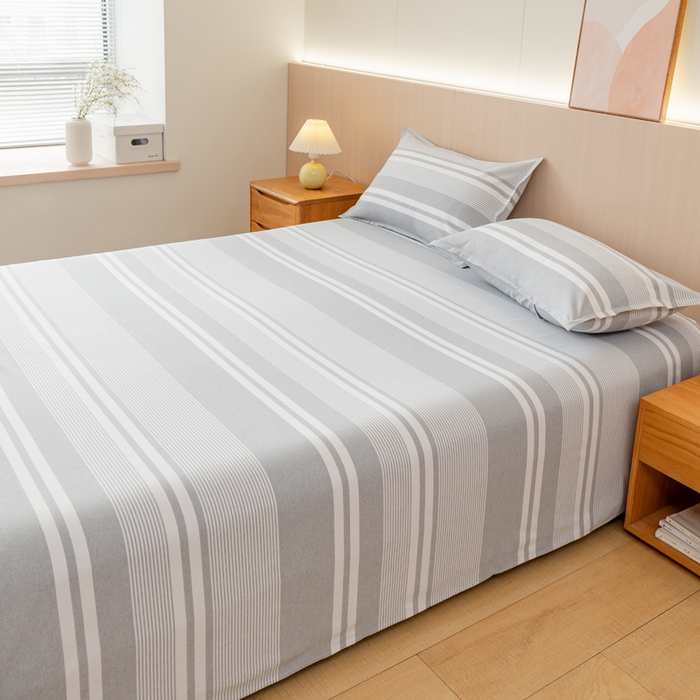 91家纺网 家纺一手货源 找家纺 居美良品 2025新款A类传统非遗手工粗布凉席三件套100%全棉色织床单 云锦-浅灰