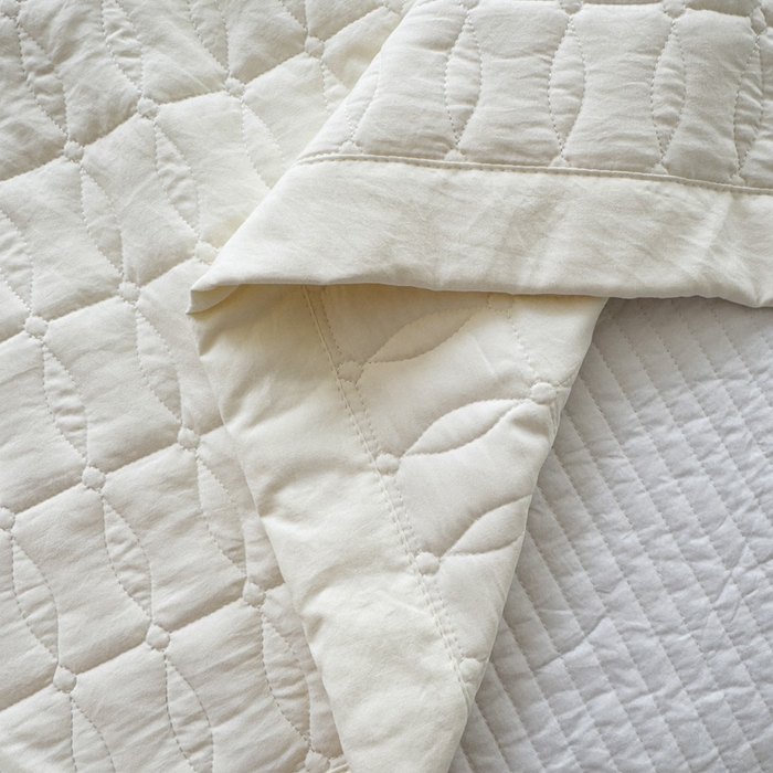 91家纺网 家纺一手货源 找家纺 云雀 2025新款A类加棉刺绣棉花床笠+盖毯 棉花盖毯-米白