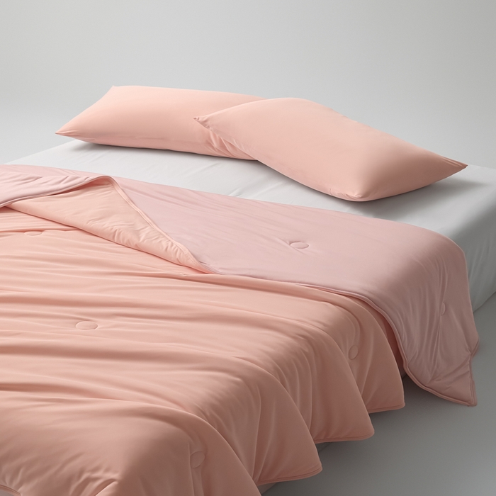 91家纺网 家纺一手货源 找家纺 欧邦 2025春夏新款Pro+深睡双面用锦纶夏被空调被 仲夏粉