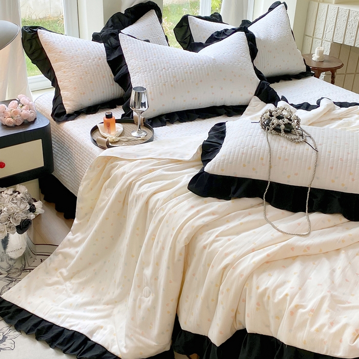 91家纺网 家纺一手货源 找家纺 （总）八方汇（一户被芯生活馆） 2025新款水洗棉花边夏被款夏凉被空调被床盖四件套