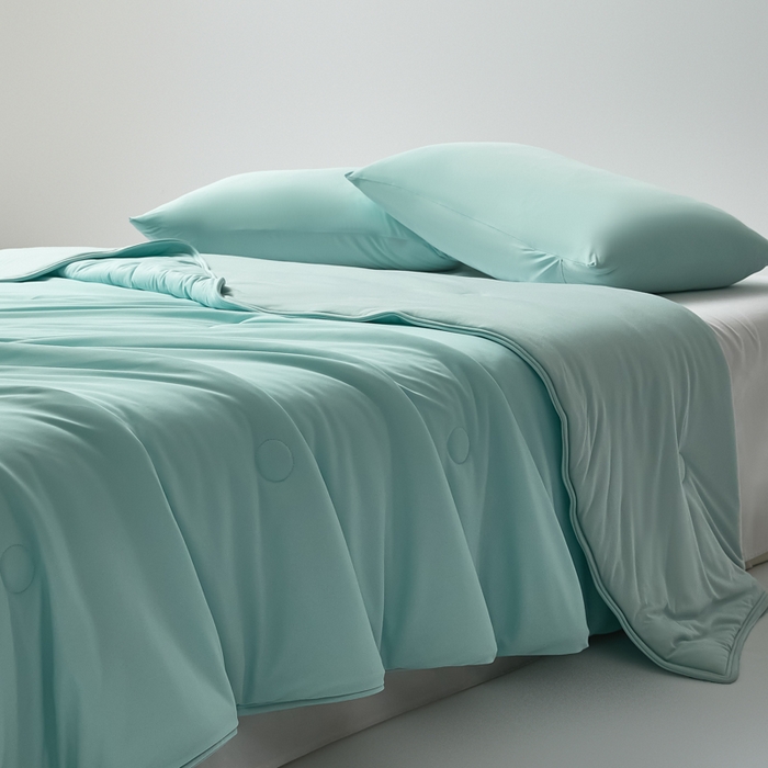 91家纺网 家纺一手货源 找家纺 欧邦 2025春夏新款Pro+深睡双面用锦纶夏被空调被 明月绿