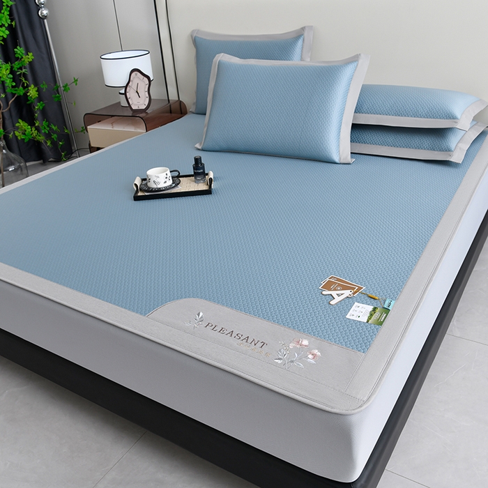 91家纺网 家纺一手货源 找家纺 小牛席业 2025新款3D按摩-鲜花清凉豆豆席系列（床笠款） 蓝色