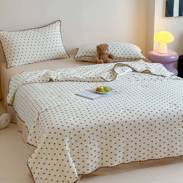 91家纺网 家纺一手货源 找家纺 三朵家纺 2025春夏新款全棉纯棉双层绉绉纱三角针夏被夏凉被空调被 心愿