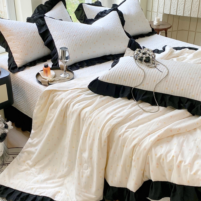 91家纺网 家纺一手货源 找家纺 （总）八方汇（一户被芯生活馆） 2025新款水洗棉花边夏被款夏凉被空调被床盖四件套