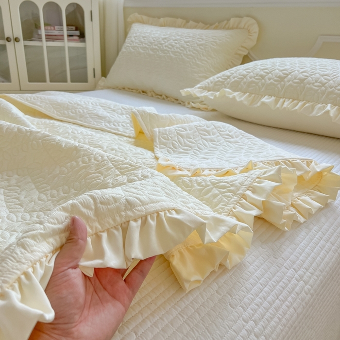 91家纺网 家纺一手货源 找家纺 乐卧家居 2026新款春夏轻氧自然系韩式透气薄款夏被空调被子-曼尼 曼尼-黄色