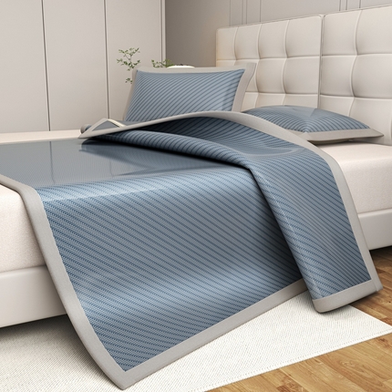 91家纺网 家纺一手货源 找家纺 （总）欧邦 2025春夏新款水某星同款斜纹提花冰丝席三件套