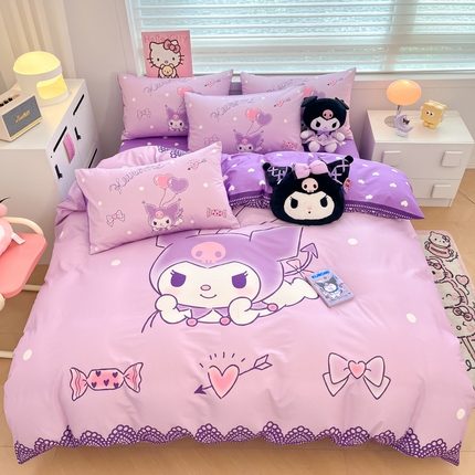 91家纺网 家纺一手货源 找家纺 暮思家居 2025新款正版授权三丽鸥大阪全棉数码印花纯棉四件套系列-第三批(专版花型) 大版-梦想库洛米