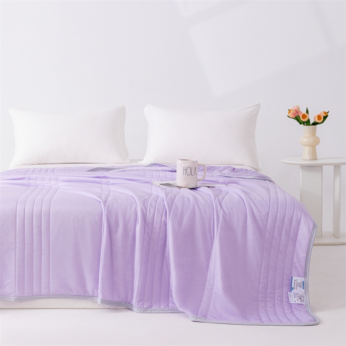 91家纺网 家纺一手货源 找家纺 梵心家纺2025新款简约冰激凌凉感丝夏被夏凉被空调被 紫色