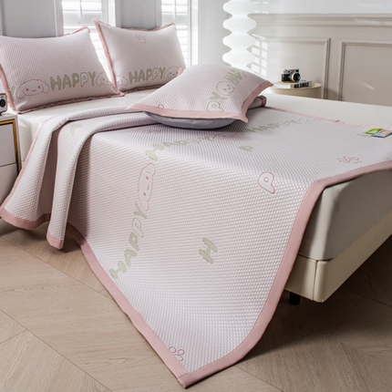 尚品凤凰 2025新款凉感豆豆席提花三件套 玉桂狗-粉