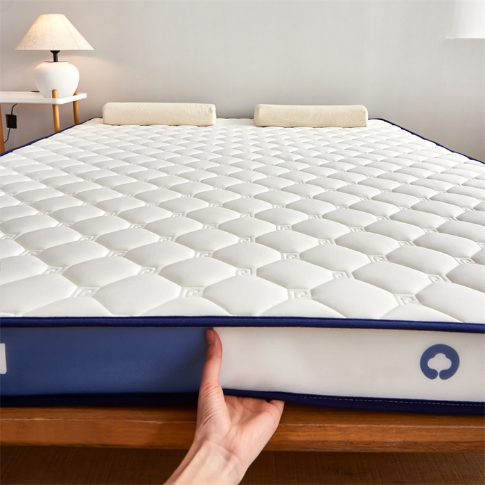 91家纺网 家纺一手货源 找家纺 优承佳生活馆（床垫） 2025新款字母牛奶丝双边乳胶床垫 蓝白字母-菱形