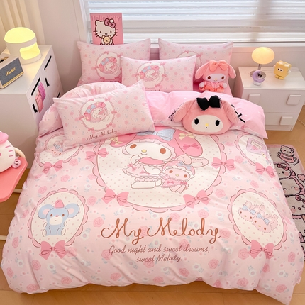 暮思家居 2025新款正版授权三丽鸥大阪全棉数码印花纯棉四件套系列-第三批(专版花型) 大版-花园美乐蒂