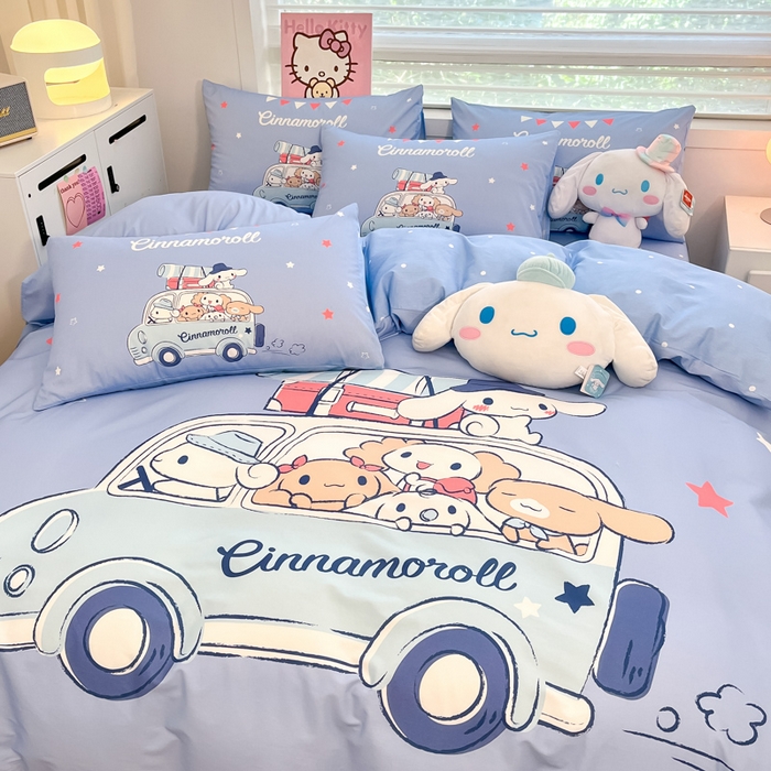 91家纺网 家纺一手货源 找家纺 暮思家居 2025新款正版授权三丽鸥大阪全棉数码印花纯棉四件套系列-第三批(专版花型) 大版-伙伴玉桂狗