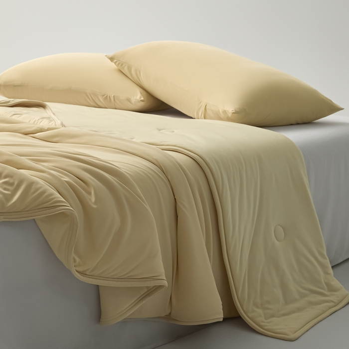 91家纺网 家纺一手货源 找家纺 欧邦 2025春夏新款Pro+深睡双面用锦纶夏被空调被 夕阳黄