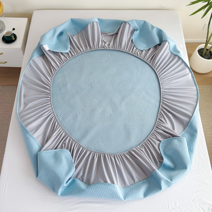 91家纺网 家纺一手货源 找家纺 许林2025新款凉豆豆床席 简约蓝