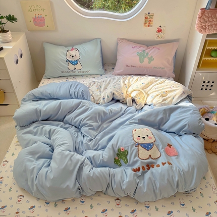 91家纺网 家纺一手货源 找家纺 （总）茉礼 2025新款云朵棉毛巾绣印花四件套