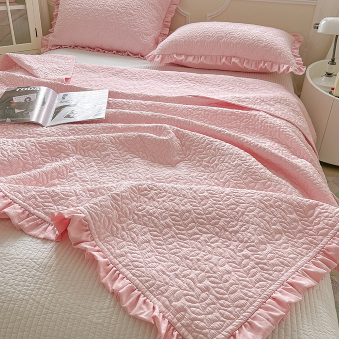 91家纺网 家纺一手货源 找家纺 乐卧家居 2026新款春夏轻氧自然系韩式透气薄款夏被空调被子-曼尼 曼尼-粉色