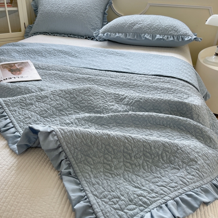 91家纺网 家纺一手货源 找家纺 乐卧家居 2026新款春夏轻氧自然系韩式透气薄款夏被空调被子-曼尼 曼尼-蓝色