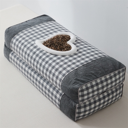 大熊2025新款全棉水洗棉色织荞麦枕 宫廷荞麦枕-灰40*60*9cm