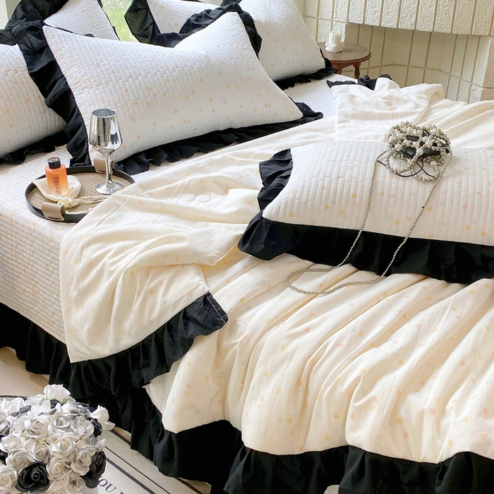 91家纺网 家纺一手货源 找家纺 （总）八方汇（一户被芯生活馆） 2025新款水洗棉花边夏被款夏凉被空调被床盖四件套