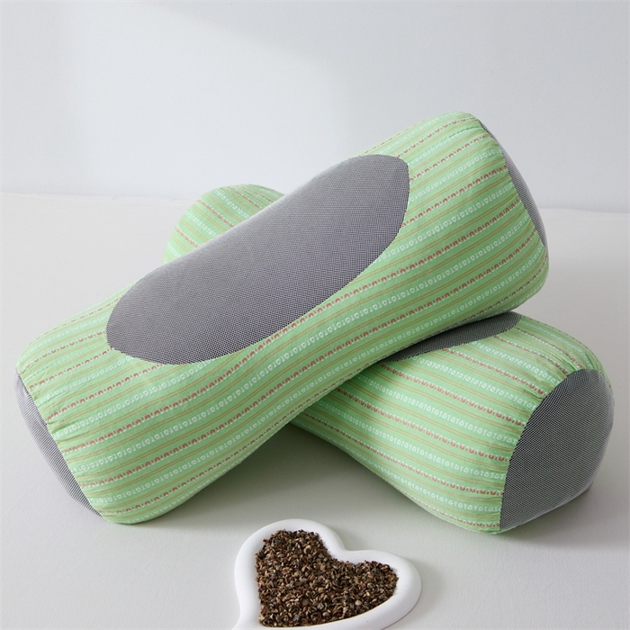 91家纺网 家纺一手货源 找家纺 大熊枕芯2025新款3d条纹荞麦枕 元宝荞麦枕-绿45*15cm