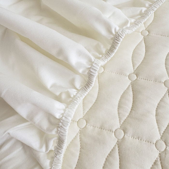 91家纺网 家纺一手货源 找家纺 云雀 2025新款A类加棉刺绣棉花床笠+盖毯 棉花床笠-米白