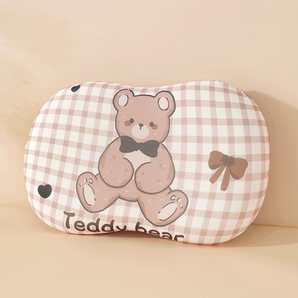 温蔓2025新款冰感丝卡通印花猫肚枕 格子玩偶粉35*55加内胆