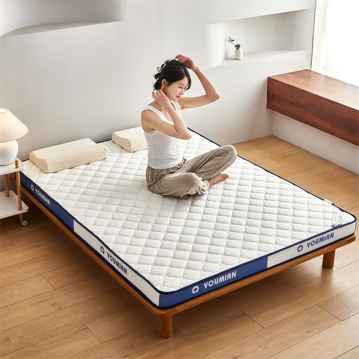 91家纺网 家纺一手货源 找家纺 优承佳生活馆（床垫） 2025新款字母牛奶丝双边乳胶床垫 蓝白字母-菱形