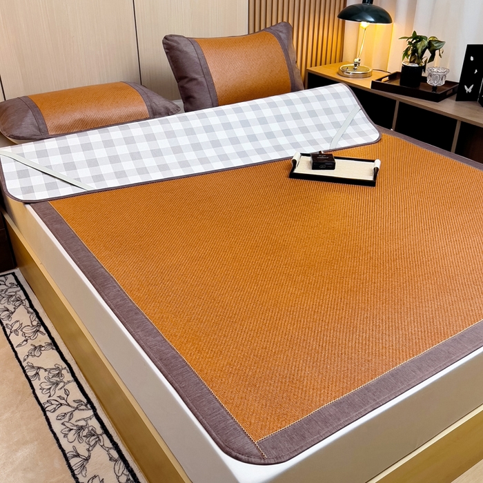 91家纺网 家纺一手货源 找家纺 梵赫 2025新款夏季成人凉感藤席凉席 简约-灰格