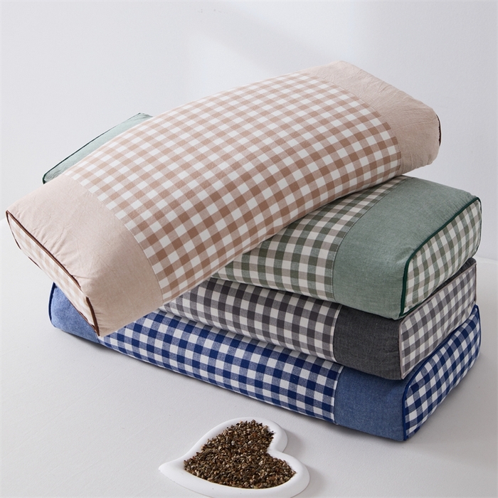 91家纺网 家纺一手货源 找家纺 大熊2025新款全棉水洗棉色织荞麦枕 组合图（仅供参考）