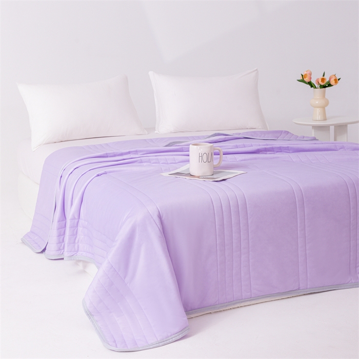 91家纺网 家纺一手货源 找家纺 梵心家纺2025新款简约冰激凌凉感丝夏被夏凉被空调被 紫色