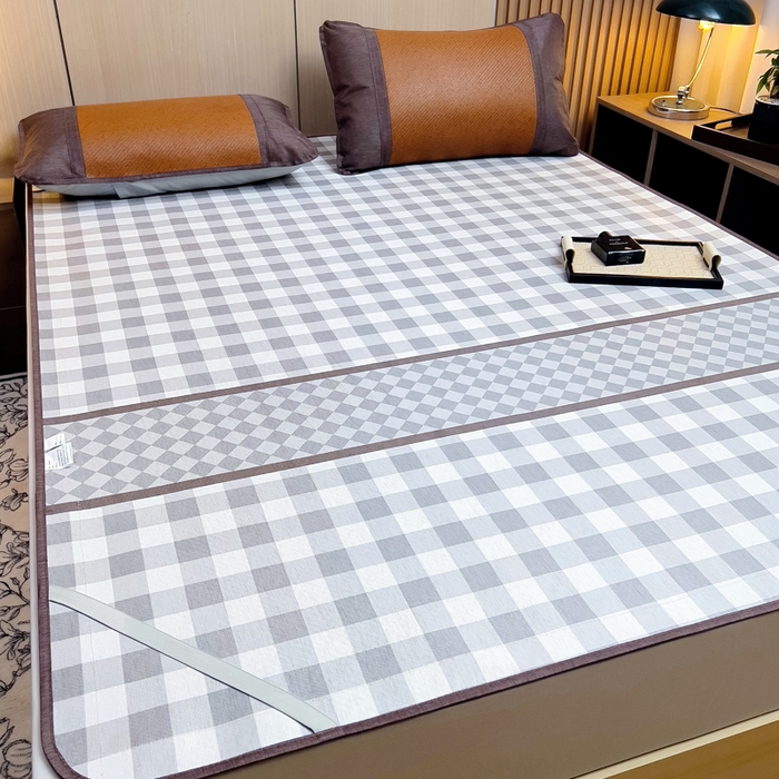 91家纺网 家纺一手货源 找家纺 梵赫 2025新款夏季成人凉感藤席凉席 简约-灰格