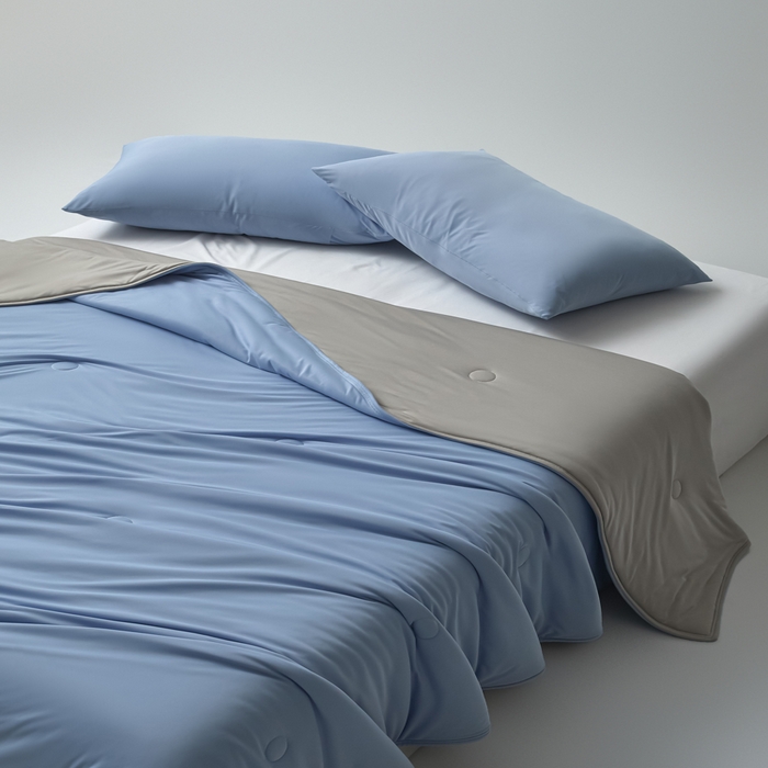 91家纺网 家纺一手货源 找家纺 欧邦 2025春夏新款Pro+深睡双面用锦纶夏被空调被 雾蓝