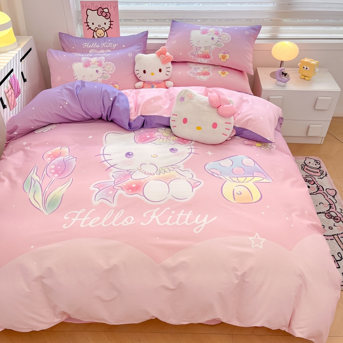 91家纺网 家纺一手货源 找家纺 暮思家居 2025新款正版授权三丽鸥大阪全棉数码印花纯棉四件套系列-第三批(专版花型) 大版-梦幻KT