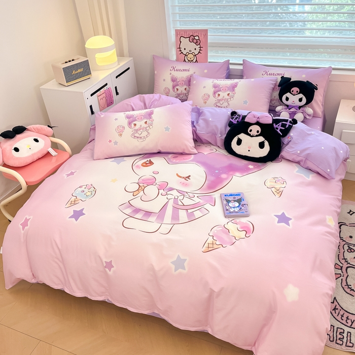 91家纺网 家纺一手货源 找家纺 暮思家居 2025新款正版授权三丽鸥大阪全棉数码印花纯棉四件套系列-第三批(专版花型) 大版-炫彩库洛米