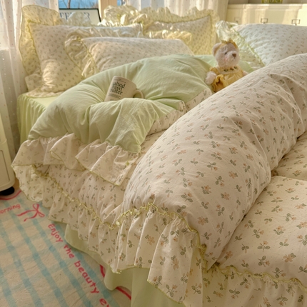 91家纺网 家纺一手货源 找家纺 （总）轻奢坊 2025新款水洗棉密拷花边款 四件套