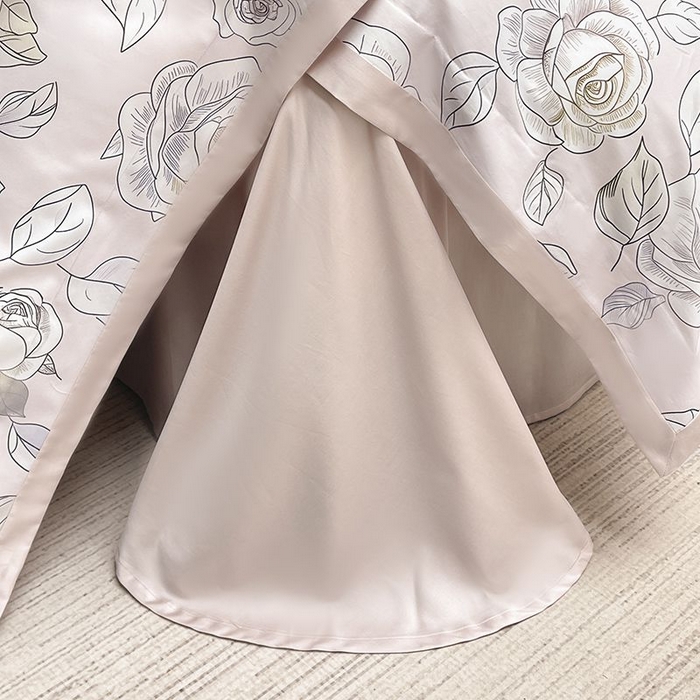 91家纺网 家纺一手货源 找家纺 2025新款夏季热款A类母婴级数码印花全棉四件套高端纯棉被套长绒棉床单床笠床上用品 沐熙-粉