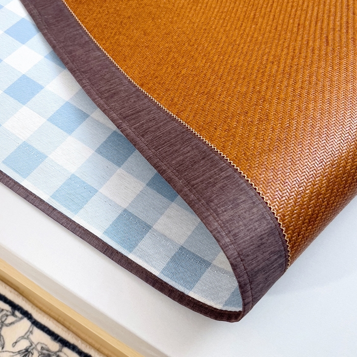 91家纺网 家纺一手货源 找家纺 梵赫 2025新款夏季成人凉感藤席凉席 简约-蓝格