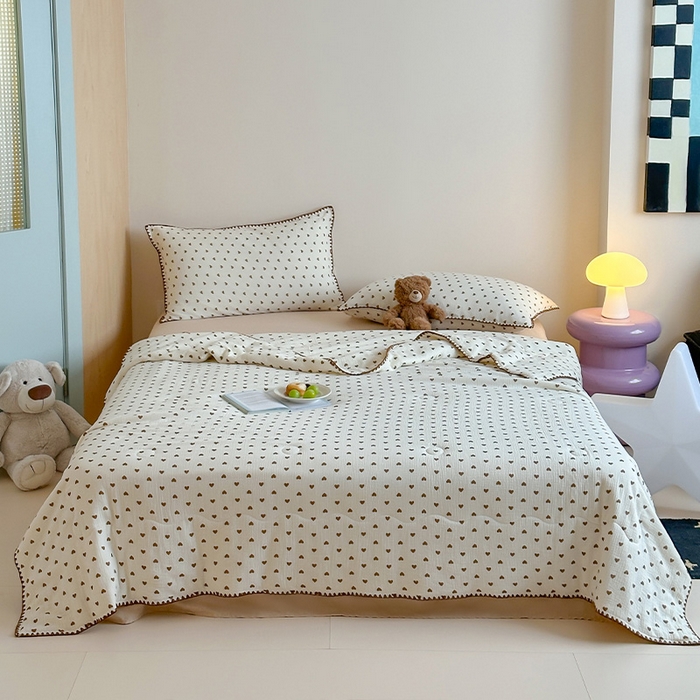 91家纺网 家纺一手货源 找家纺 三朵家纺 2025春夏新款全棉纯棉双层绉绉纱三角针夏被夏凉被空调被 心愿